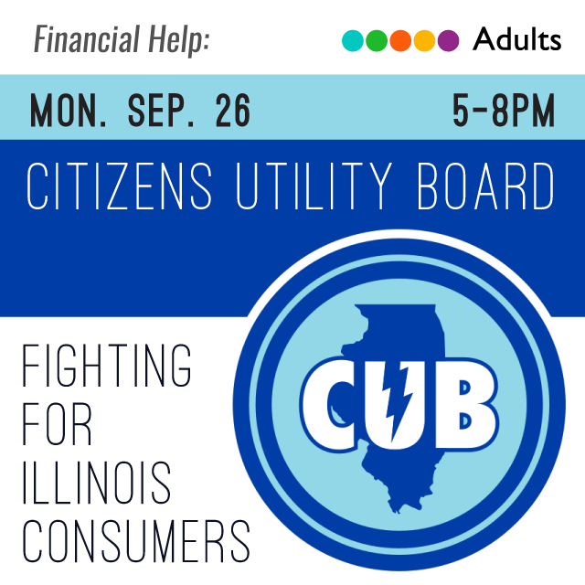 image of the state of Illinois with text CUB overlayed. text next to logo Fighting For Illinois Consumers