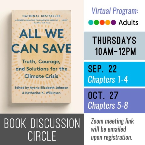 image of book cover with text below Book Discussion Circle