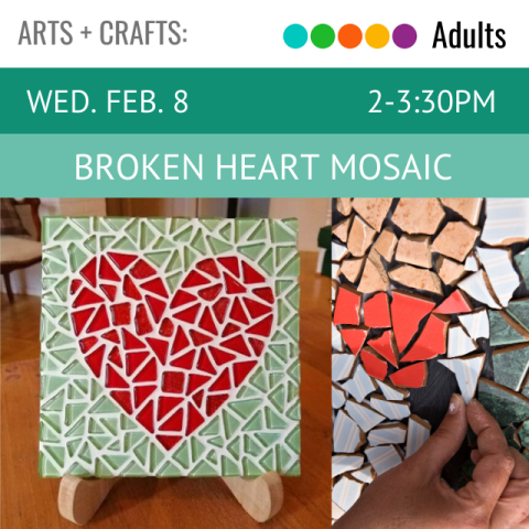 image of mosaic tiles in the shape of a red heart