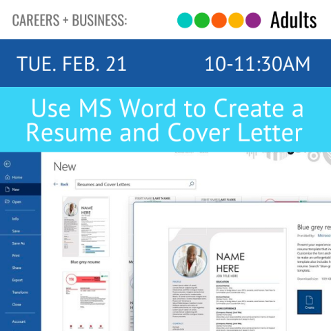 image of a resume. above is text Use MS Word to Create a Resume and Cover Letter