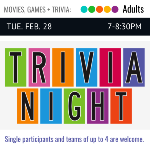 image of multiple colored blocks with one letter in each that spells out TRIVIA NIGHT