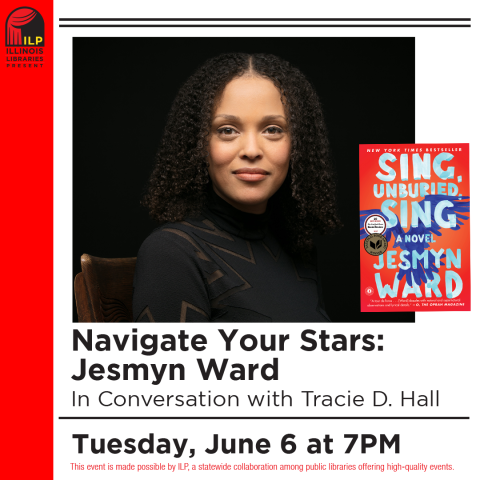 image of a woman. below text reads Navigate Your Stars: Jesmyn Ward In Conversation with Tracie D. Hall