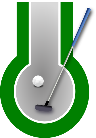 Golf ball, mini-golf club, mini-golf green