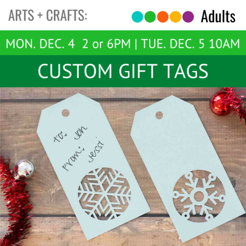 image of two paper gift tags cut with a snowflake design