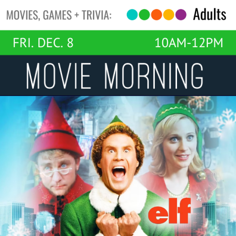in the center of the picture is a man dressed in a green elf outfit. to his left is a man dressed in a red elf outfit and to his right is a woman dressed in a green elf outfit