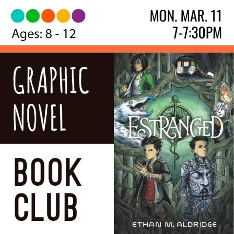 Book cover featuring two Caucasian characters drawn standing near each other with the book title, Estranged by Ethan M. Aldrige. 