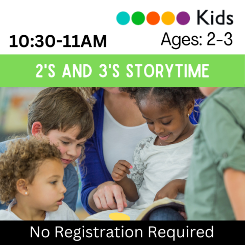 Four young children of different racial backgrounds sit with a Caucasian adult who is reading from a book. 