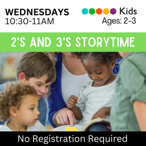 Four young children of different racial backgrounds sit with a Caucasian adult who is reading from a book. 