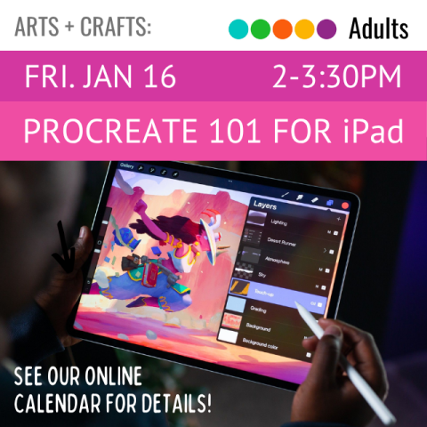 A person is holding a tablet and a stylus. The Procreate app is open on their tablet.