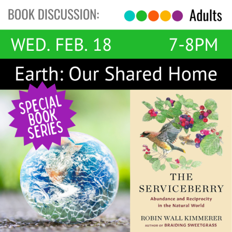 Book cover for The Serviceberry: Abundance and Reciprocity in the Natural World by Robin Wall Kimmerer.