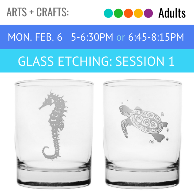 image of a glass with a sea horse and a glass with a turtle