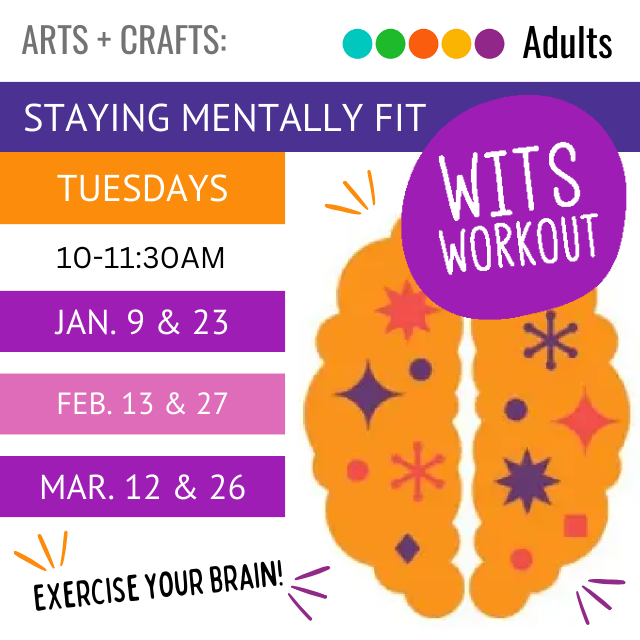 purple circle with white text Wits Workout. below is a simplified illustration of two halves of the brain