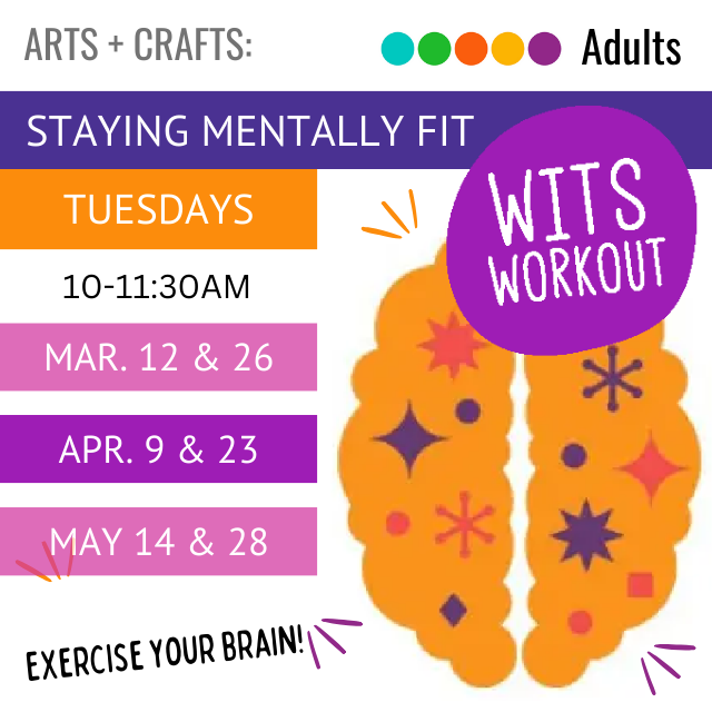 purple circle with white text Wits Workout. below is a simplified illustration of two halves of the brain