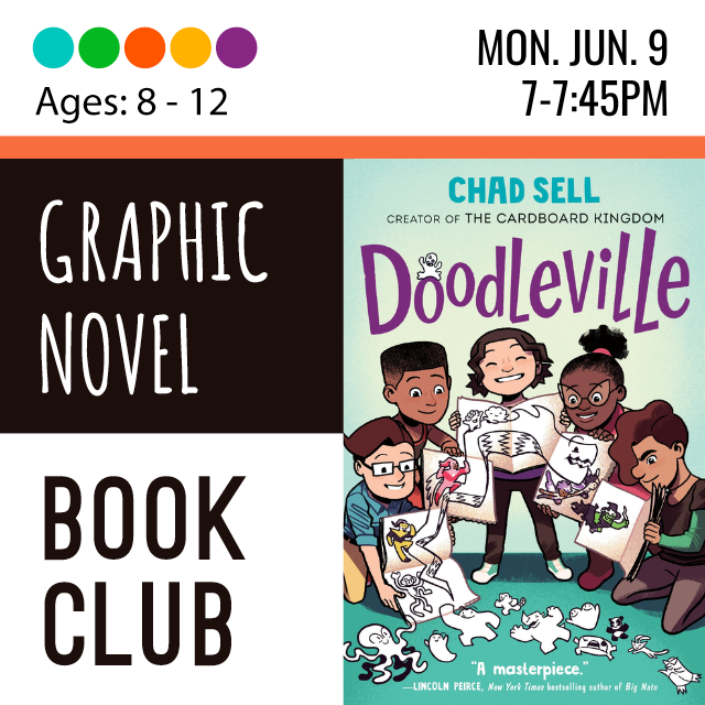 Cover of "Doodleville" with program name, date and time.